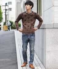 MKIJI56095 MK MICHEL KLEIN HOMME(MKミッシェルクランオム) ニット／チドリジャガード ブラウン