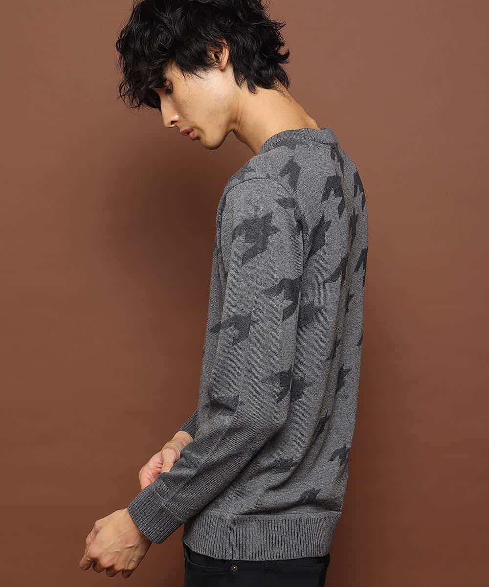 MKIJI56095 MK MICHEL KLEIN HOMME(MKミッシェルクランオム) ニット／チドリジャガード ダークグレー