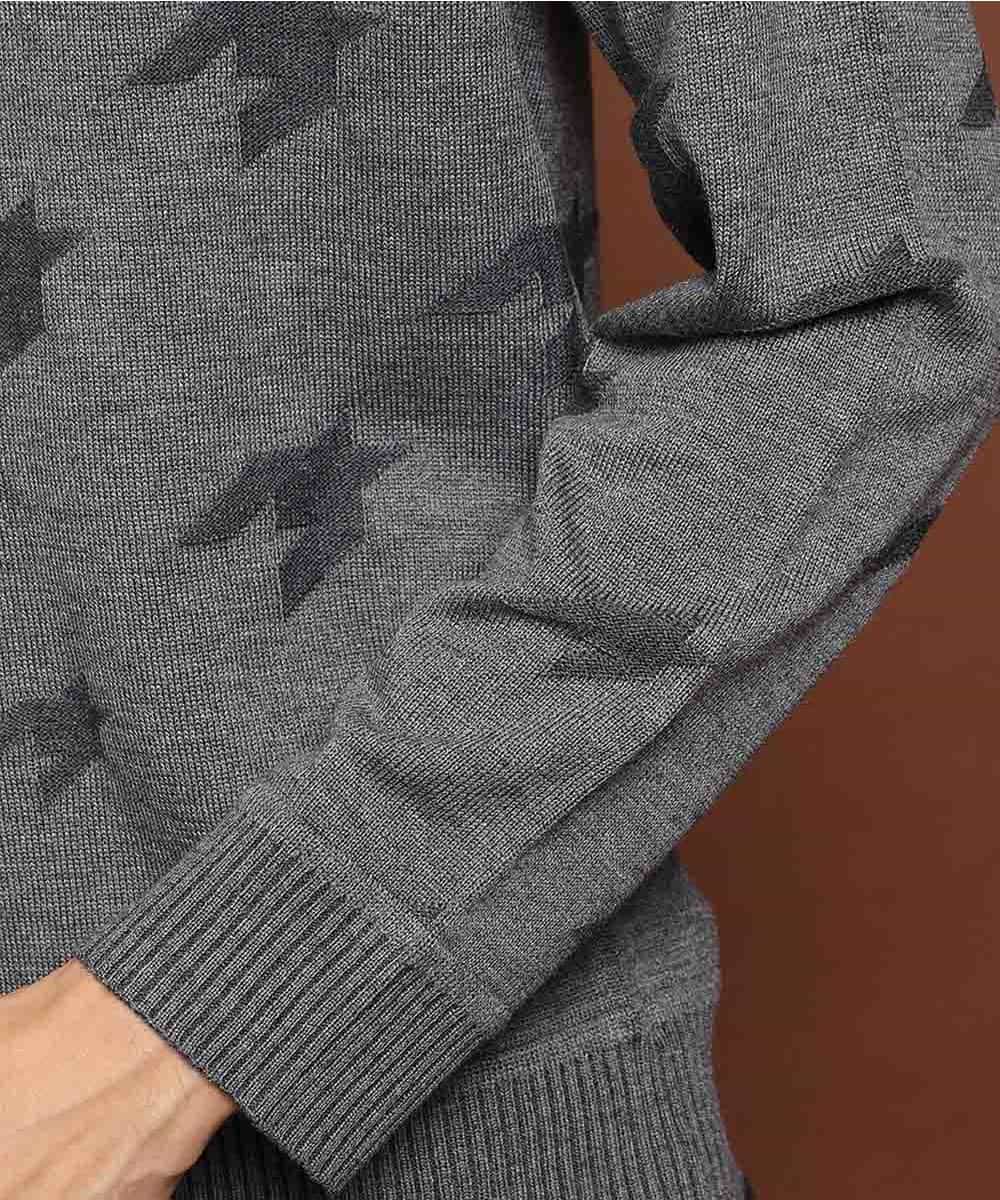 MKIJI56095 MK MICHEL KLEIN HOMME(MKミッシェルクランオム) ニット／チドリジャガード ダークグレー