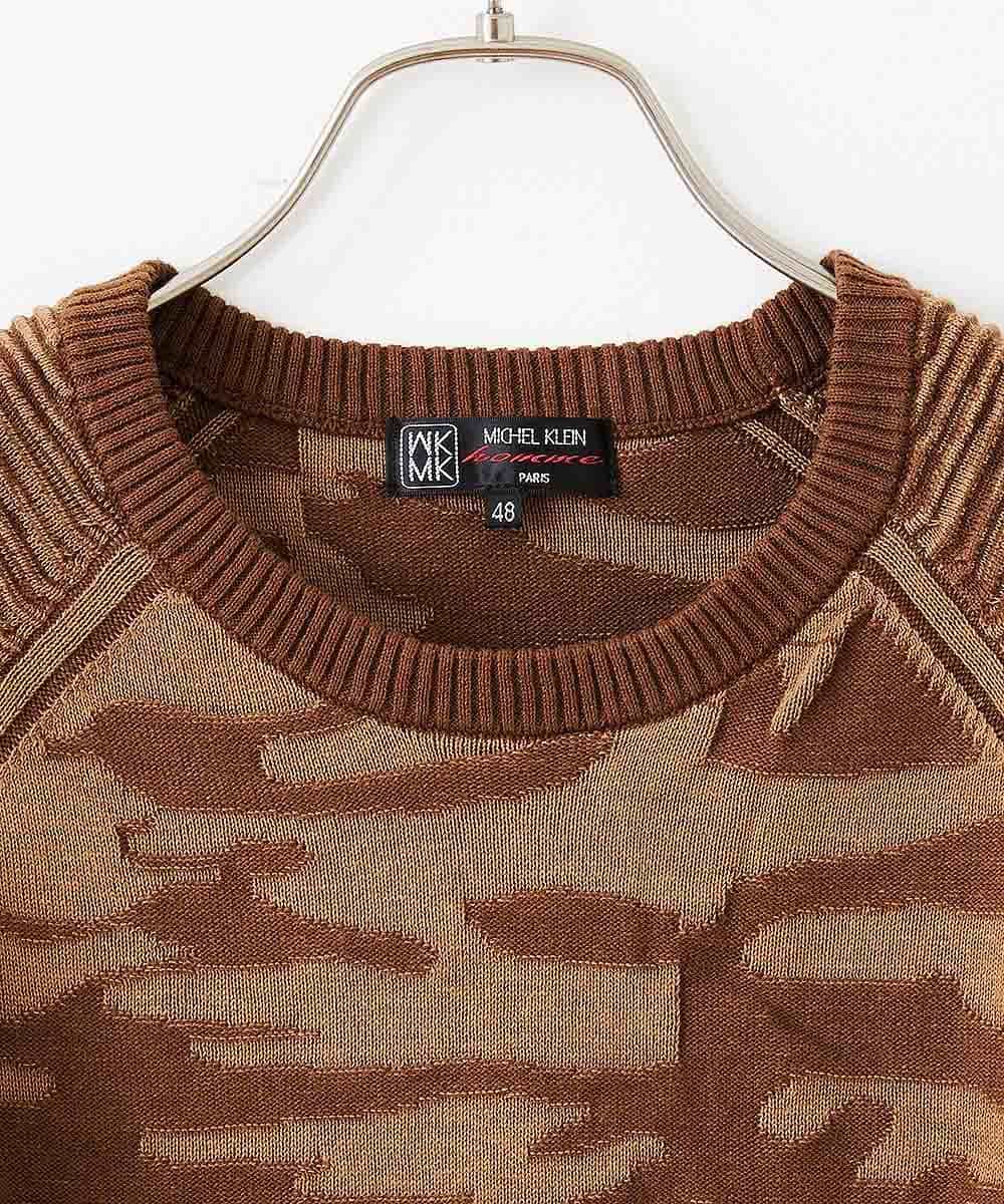 MKIJL16089 MK MICHEL KLEIN HOMME(MKミッシェルクランオム) ニット／カモリップコットン ベージュ