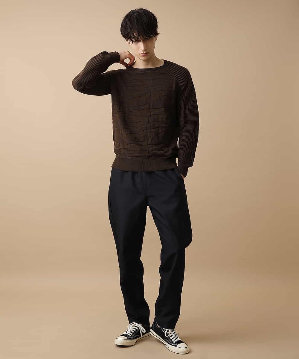 MKIJL16089 MK MICHEL KLEIN HOMME(MKミッシェルクランオム) ニット／カモリップコットン ブラウン