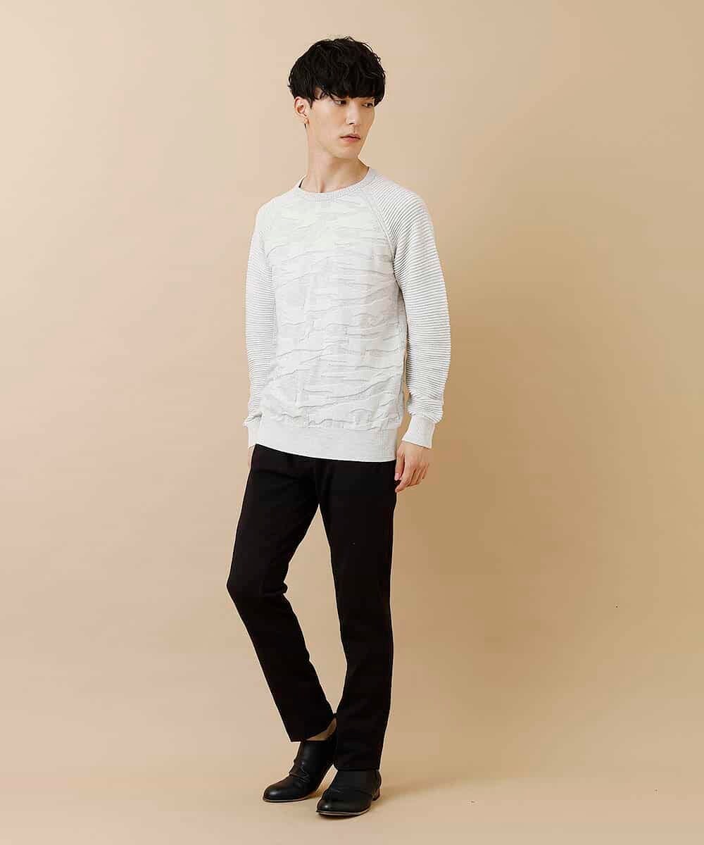 MKIJL16089 MK MICHEL KLEIN HOMME(MKミッシェルクランオム) ニット／カモリップコットン グレー