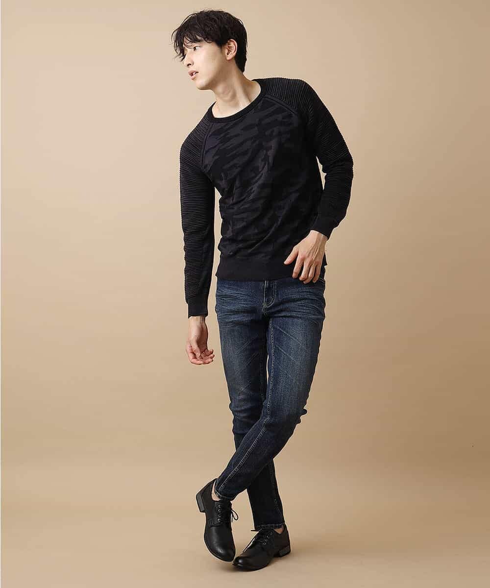 MKIJL16089 MK MICHEL KLEIN HOMME(MKミッシェルクランオム) ニット／カモリップコットン ブラック