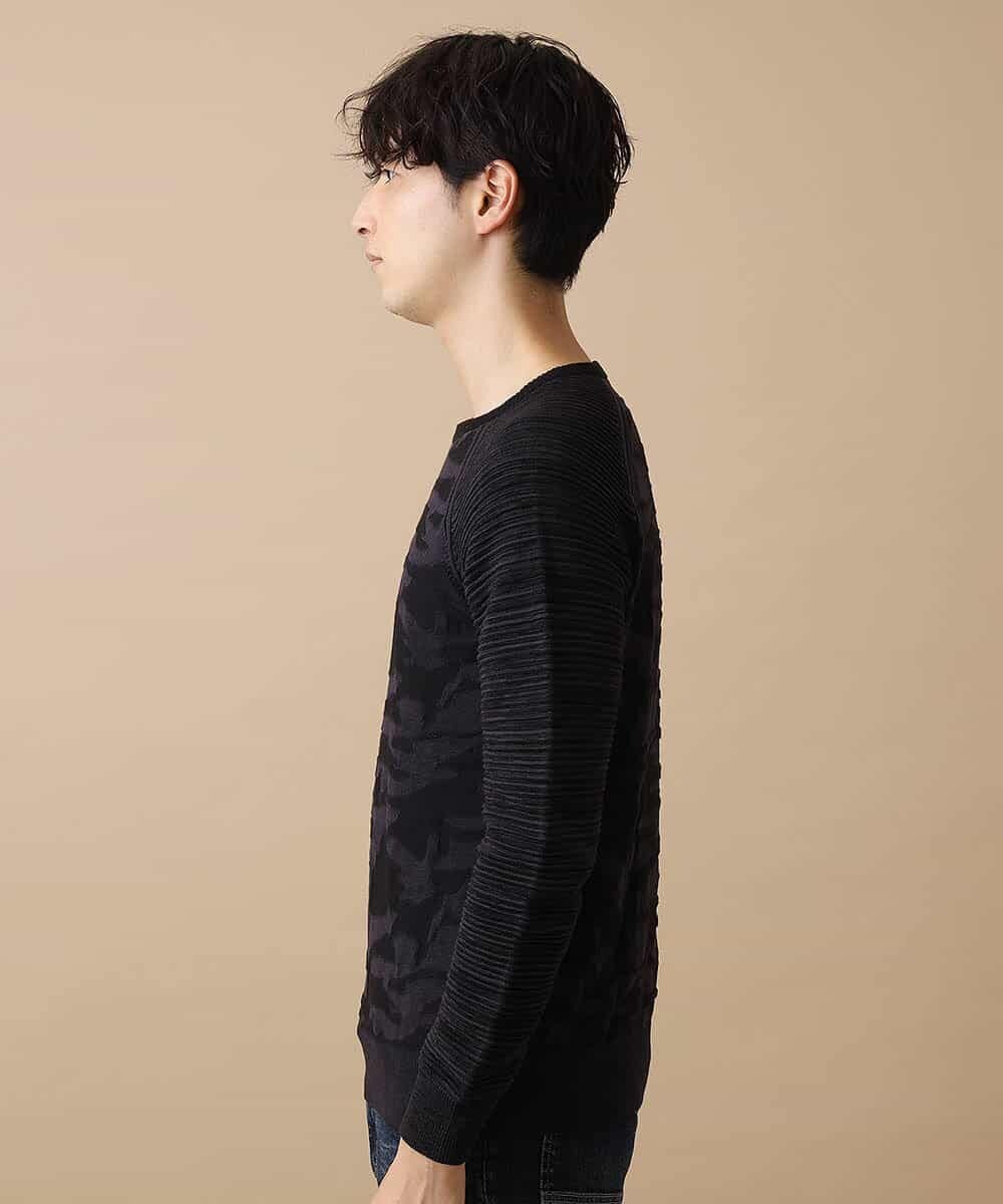 MKIJL16089 MK MICHEL KLEIN HOMME(MKミッシェルクランオム) ニット／カモリップコットン ブラック