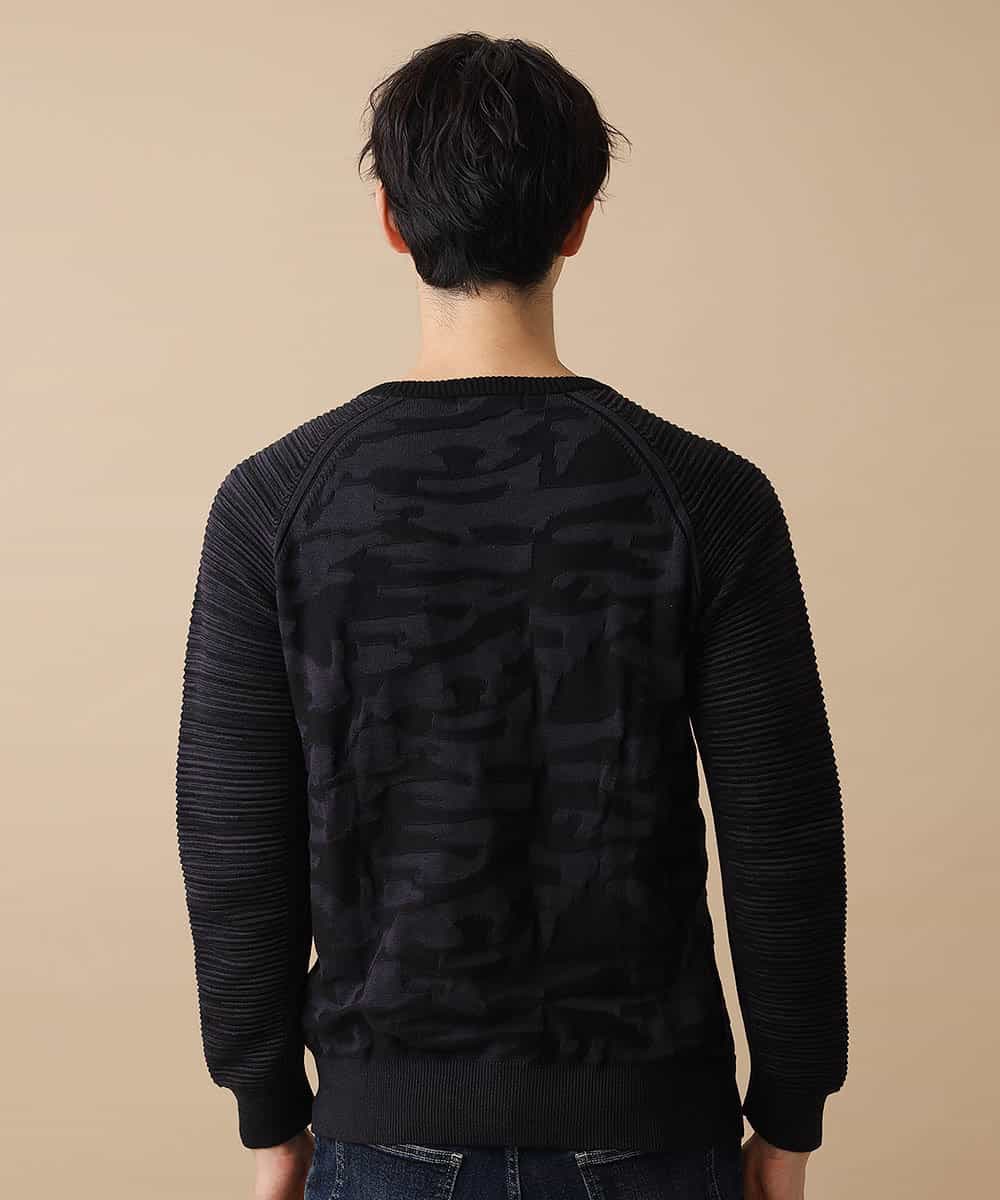 MKIJL16089 MK MICHEL KLEIN HOMME(MKミッシェルクランオム) ニット／カモリップコットン ブラック