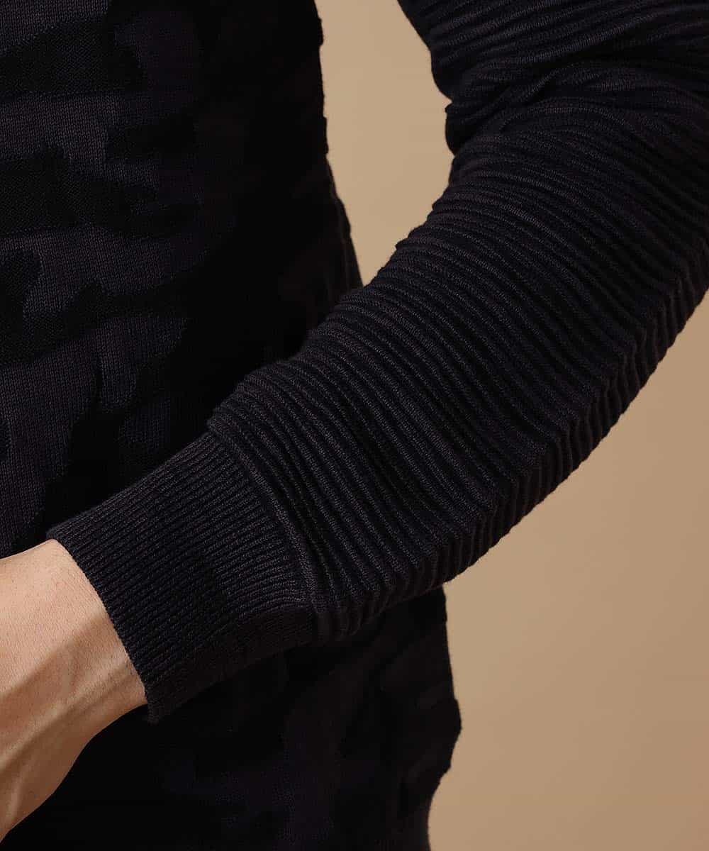 MKIJL16089 MK MICHEL KLEIN HOMME(MKミッシェルクランオム) ニット／カモリップコットン ブラック