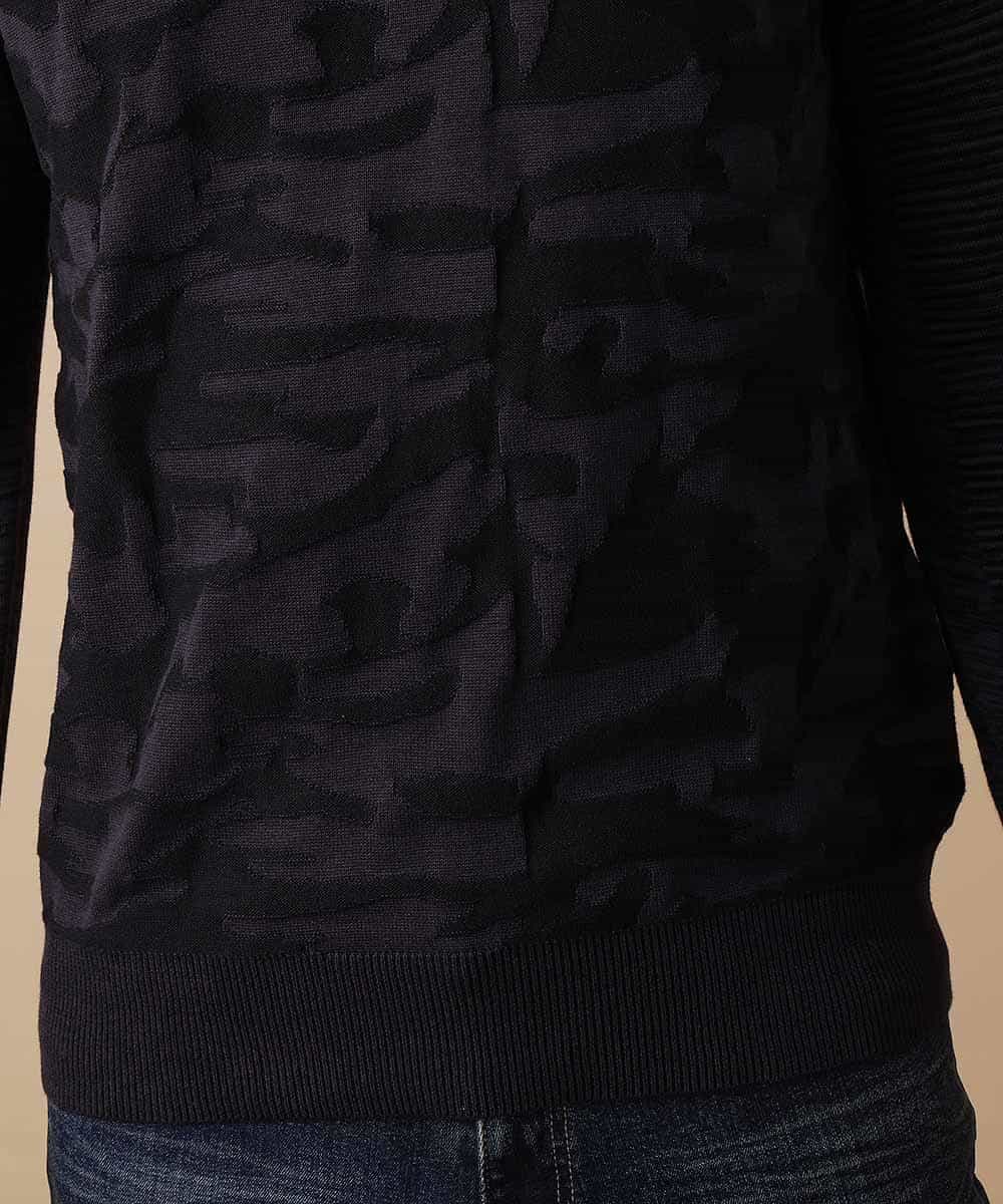 MKIJL16089 MK MICHEL KLEIN HOMME(MKミッシェルクランオム) ニット／カモリップコットン ブラック