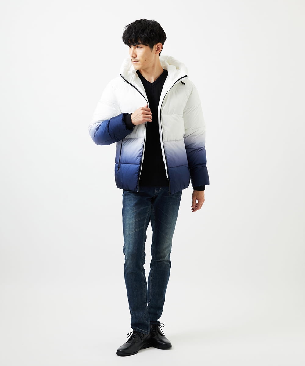 MKJAC80150 MK MICHEL KLEIN HOMME(MKミッシェルクランオム) 【ゆったりサイズ】フード中綿グラデーションブルゾン ブルー