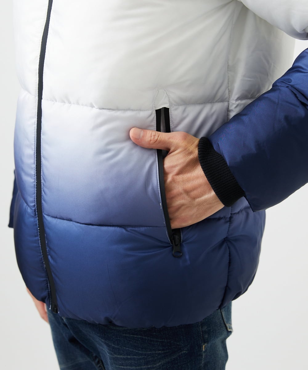 MKJAC80150 MK MICHEL KLEIN HOMME(MKミッシェルクランオム) 【ゆったりサイズ】フード中綿グラデーションブルゾン ブルー