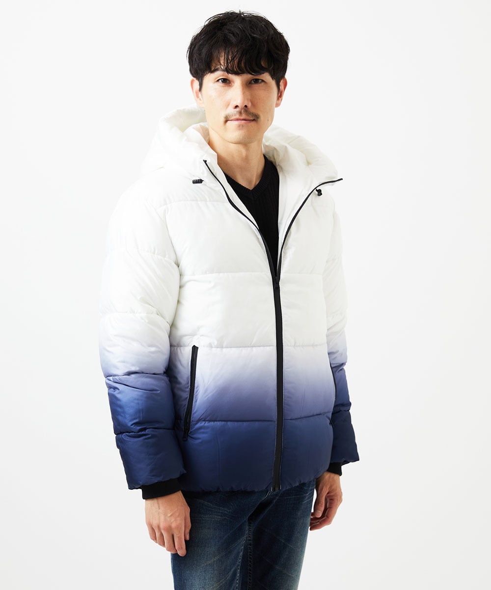 MKJAC80150 MK MICHEL KLEIN HOMME(MKミッシェルクランオム) フード中綿ブルゾン / グラデーション ブルー
