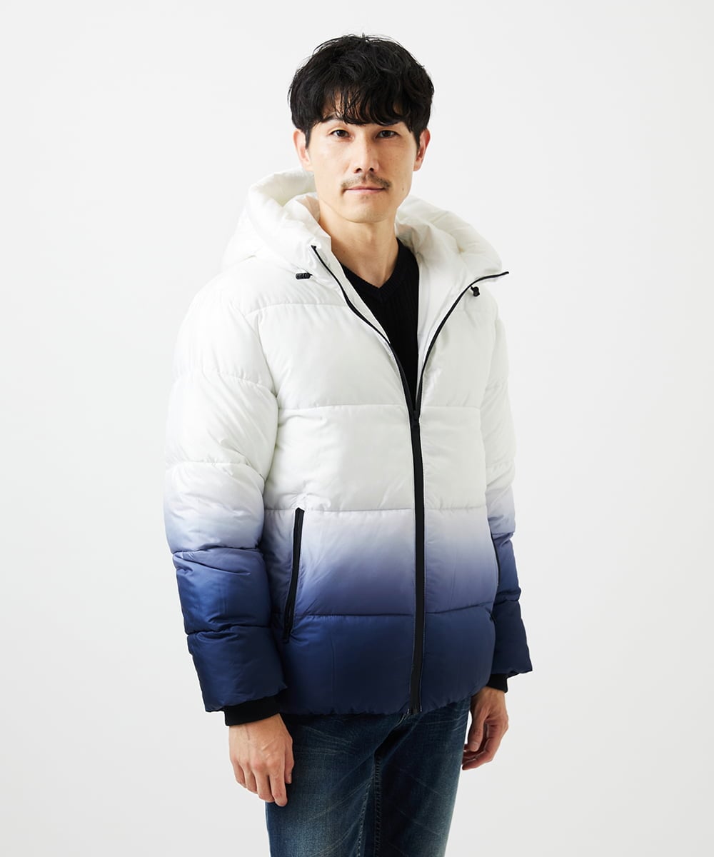 MKJAC80150 MK MICHEL KLEIN HOMME(MKミッシェルクランオム) 【ゆったりサイズ】フード中綿グラデーションブルゾン ブルー