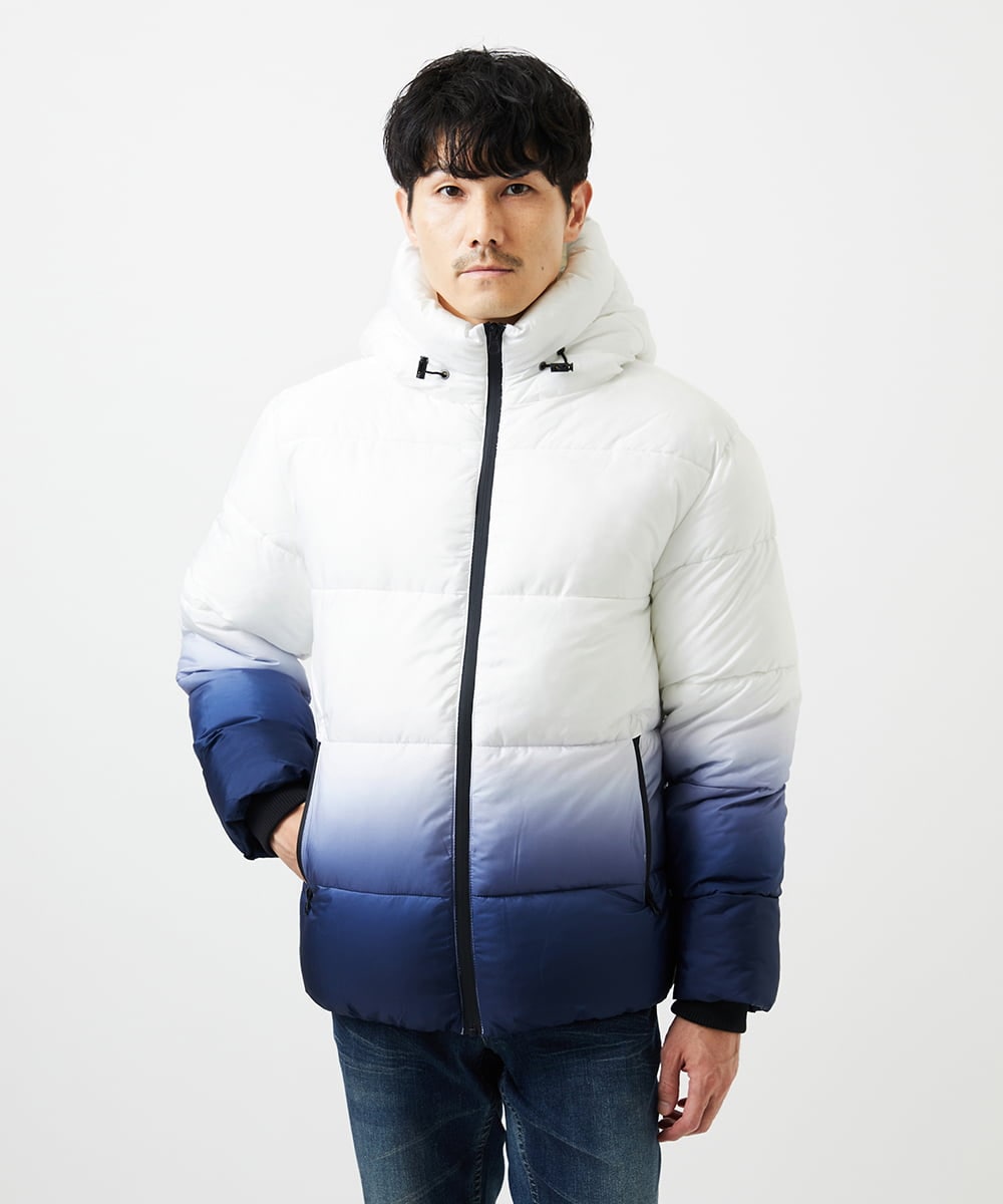 MKJAC80150 MK MICHEL KLEIN HOMME(MKミッシェルクランオム) 【ゆったりサイズ】フード中綿グラデーションブルゾン ブルー