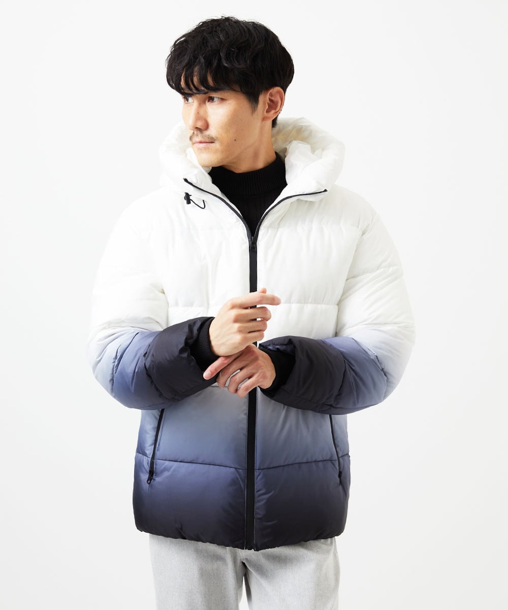 MKJAC80150 MK MICHEL KLEIN HOMME(MKミッシェルクランオム) フード中綿ブルゾン / グラデーション ブラック