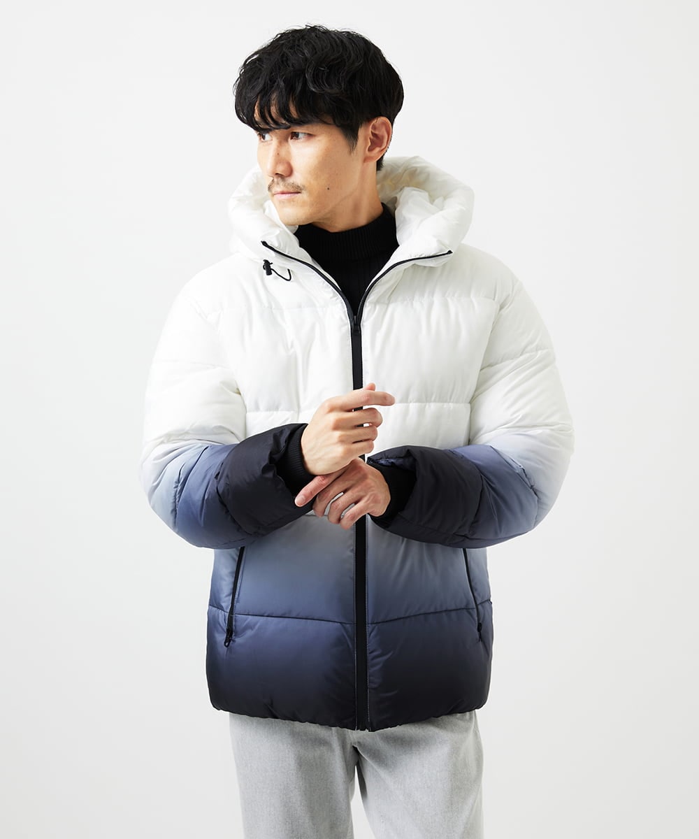 MKJAC80150 MK MICHEL KLEIN HOMME(MKミッシェルクランオム) 【ゆったりサイズ】フード中綿グラデーションブルゾン ブラック