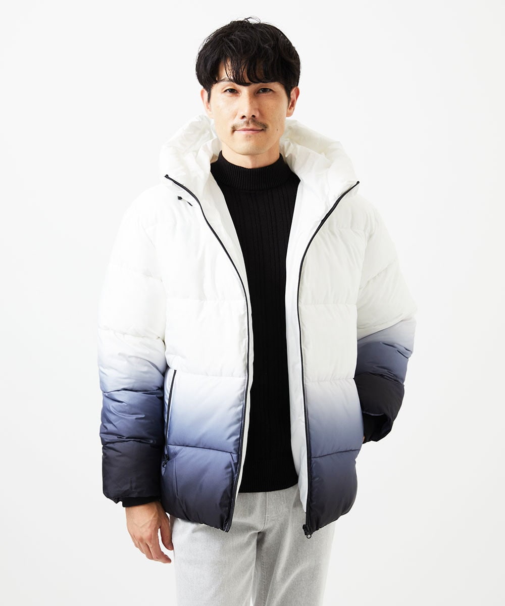 MKJAC80150 MK MICHEL KLEIN HOMME(MKミッシェルクランオム) フード中綿ブルゾン / グラデーション ブラック