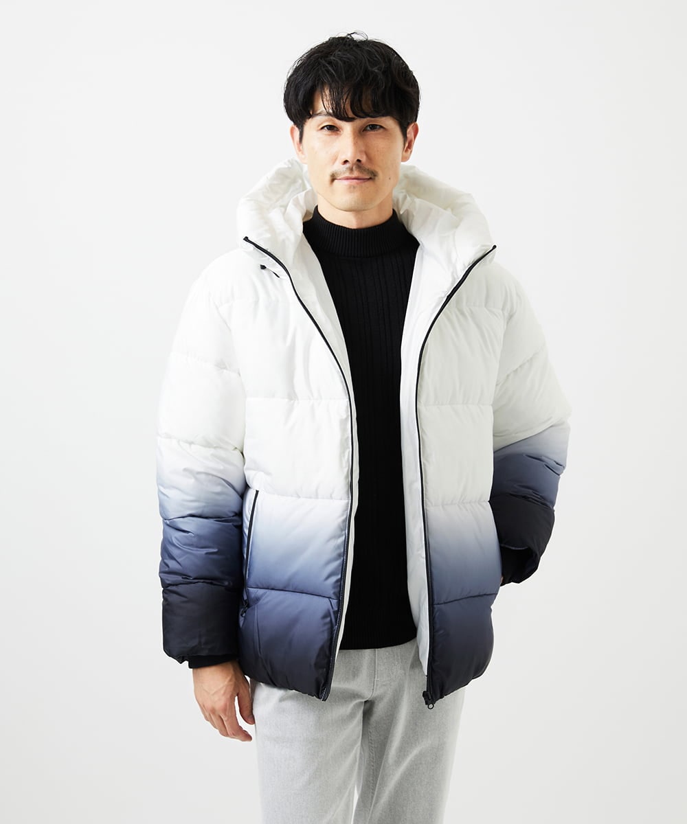 MKJAC80150 MK MICHEL KLEIN HOMME(MKミッシェルクランオム) 【ゆったりサイズ】フード中綿グラデーションブルゾン ブラック