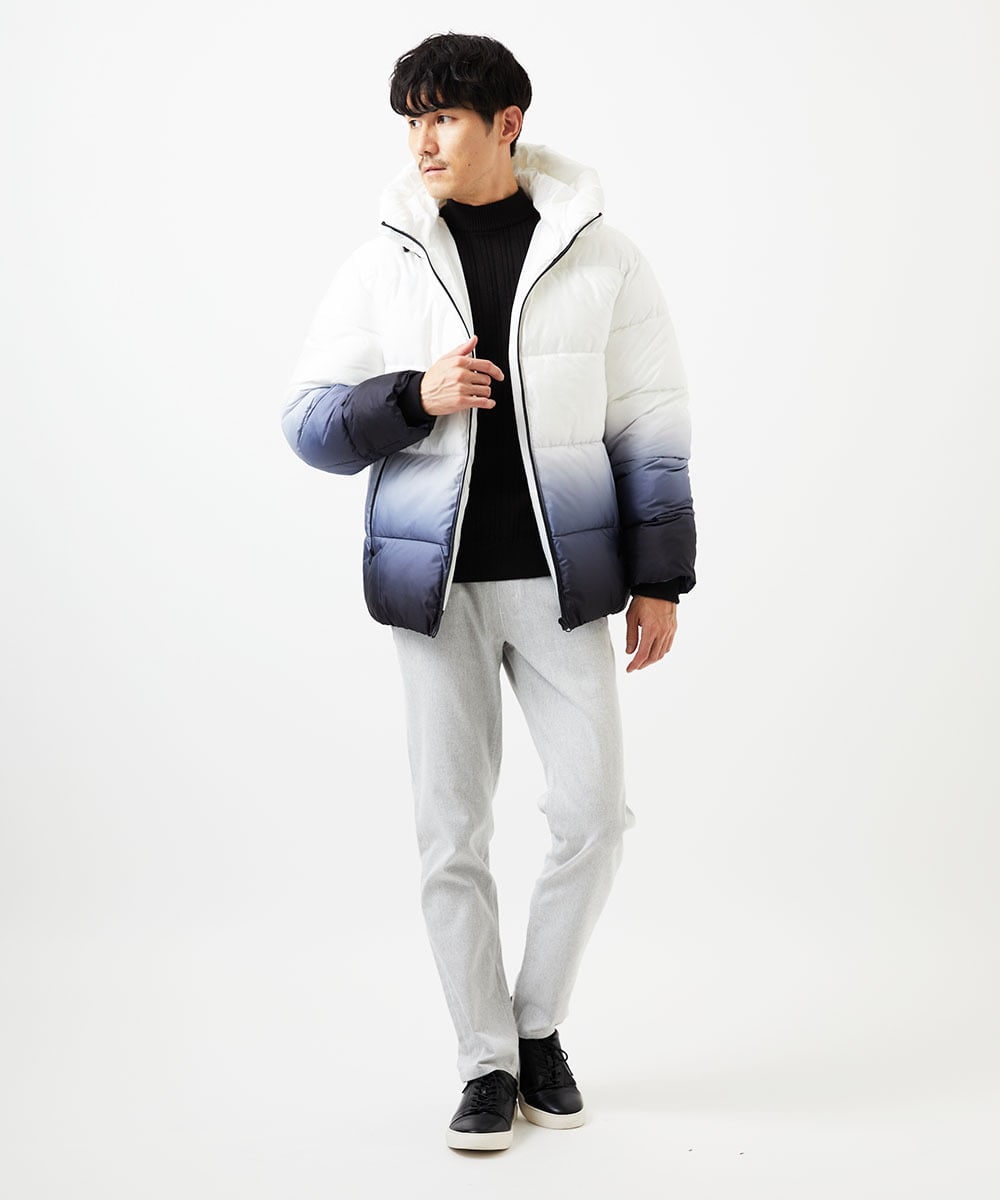 MKJAC80150 MK MICHEL KLEIN HOMME(MKミッシェルクランオム) フード中綿ブルゾン / グラデーション ブラック