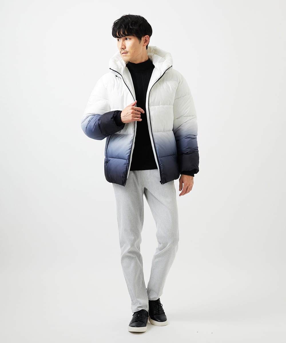 MKJAC80150 MK MICHEL KLEIN HOMME(MKミッシェルクランオム) 【ゆったりサイズ】フード中綿グラデーションブルゾン ブラック