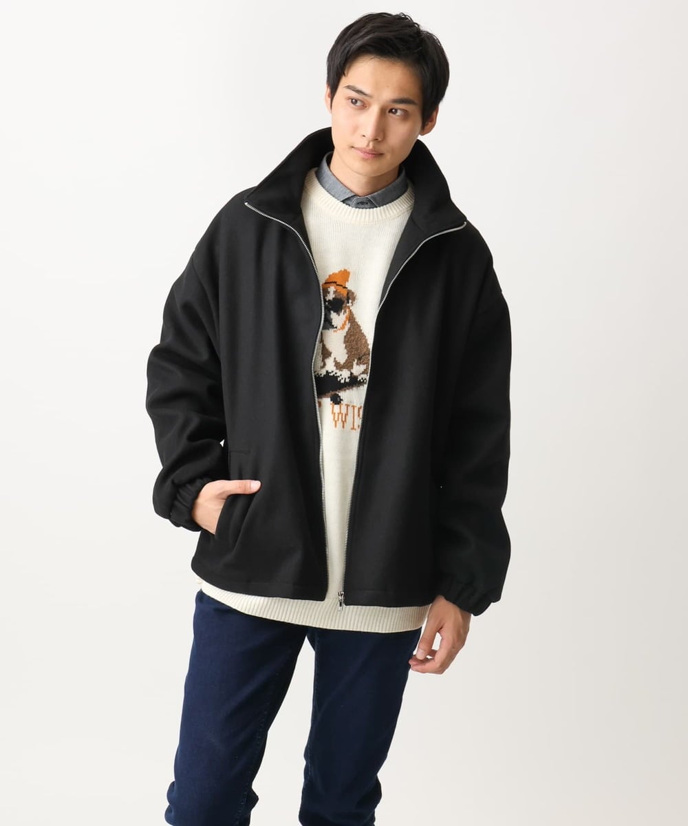 MKJAC86150 MK MICHEL KLEIN HOMME(MKミッシェルクランオム) 【限定展開】ジップアップジャケット/ジャージメルトン ダークグレー