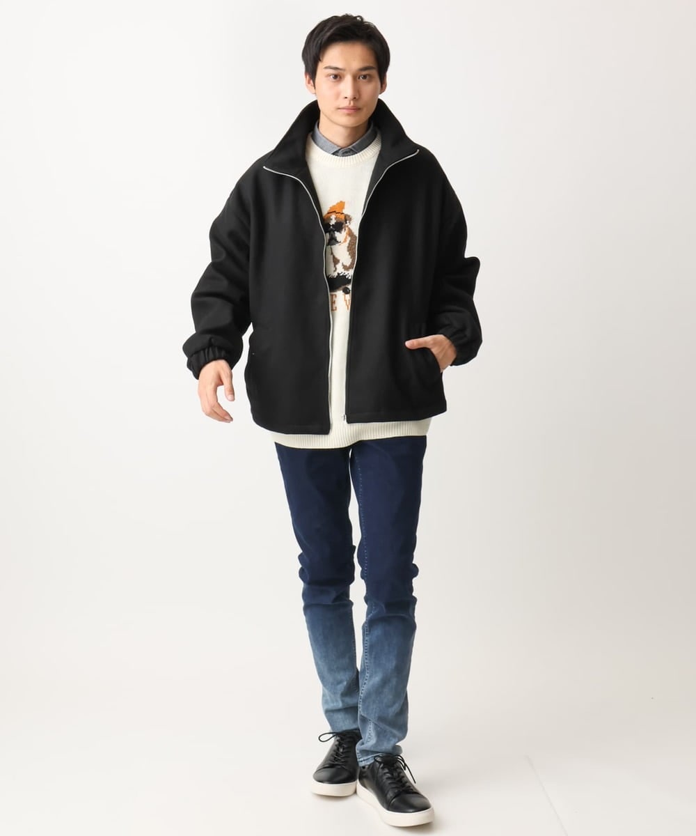 MKJAC86150 MK MICHEL KLEIN HOMME(MKミッシェルクランオム) 【限定展開】ジップアップジャケット/ジャージメルトン ダークグレー