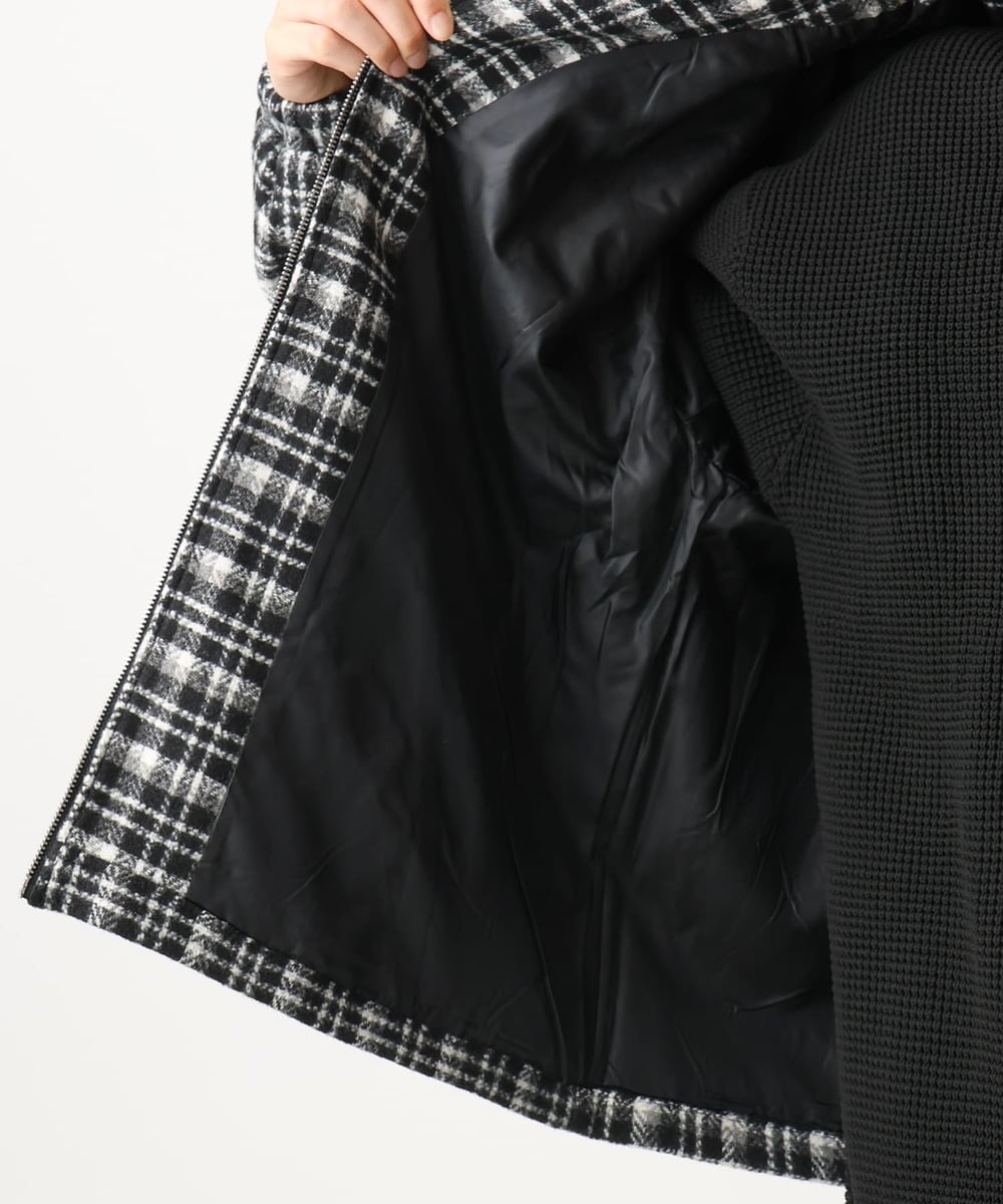 MKJAC87150 MK MICHEL KLEIN HOMME(MKミッシェルクランオム) 【限定展開】ジップアップチェックジャケット/ジャージメルトン ゴールド