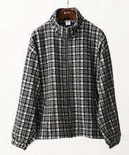 MKJAC87150 MK MICHEL KLEIN HOMME(MKミッシェルクランオム) 【限定展開】ジップアップチェックジャケット/ジャージメルトン ゴールド