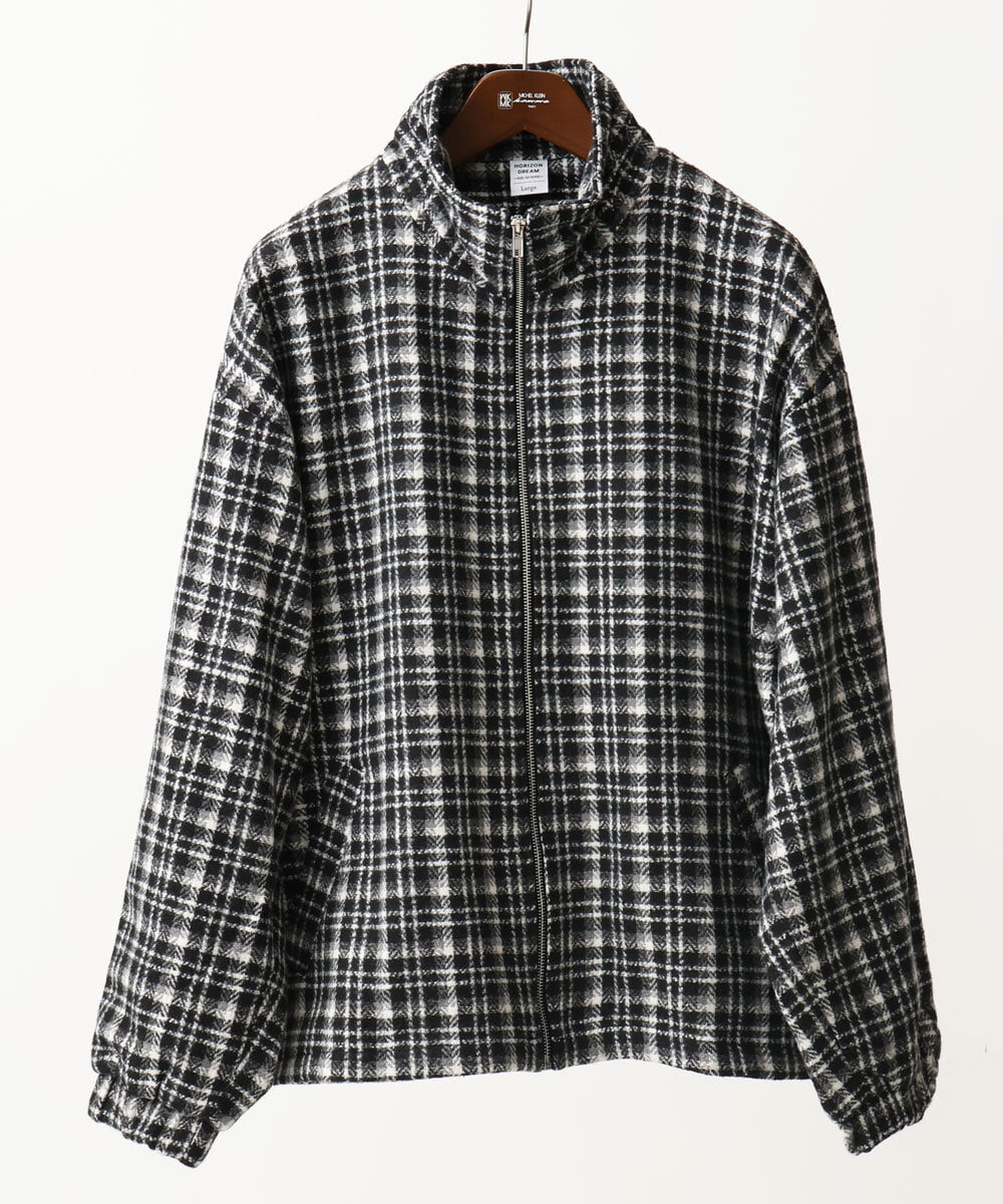 MKJAC87150 MK MICHEL KLEIN HOMME(MKミッシェルクランオム) 【限定展開】ジップアップチェックジャケット/ジャージメルトン ゴールド