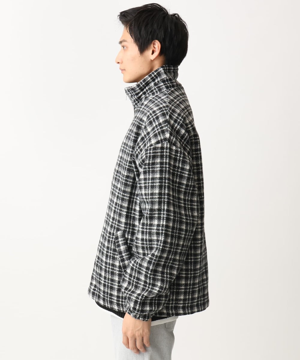 MKJAC87150 MK MICHEL KLEIN HOMME(MKミッシェルクランオム) 【限定展開】ジップアップチェックジャケット/ジャージメルトン ゴールド