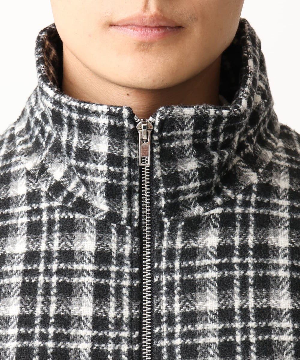 MKJAC87150 MK MICHEL KLEIN HOMME(MKミッシェルクランオム) 【限定展開】ジップアップチェックジャケット/ジャージメルトン ゴールド