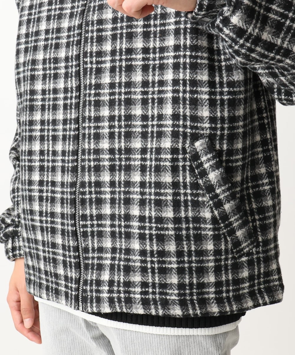 MKJAC87150 MK MICHEL KLEIN HOMME(MKミッシェルクランオム) 【限定展開】ジップアップチェックジャケット/ジャージメルトン ゴールド