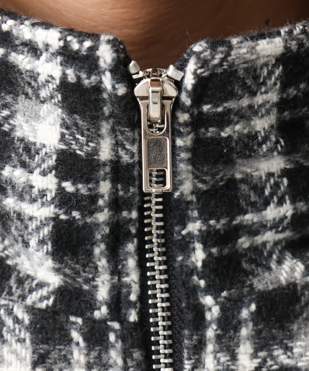 MKJAC87150 MK MICHEL KLEIN HOMME(MKミッシェルクランオム) 【限定展開】ジップアップチェックジャケット/ジャージメルトン ゴールド