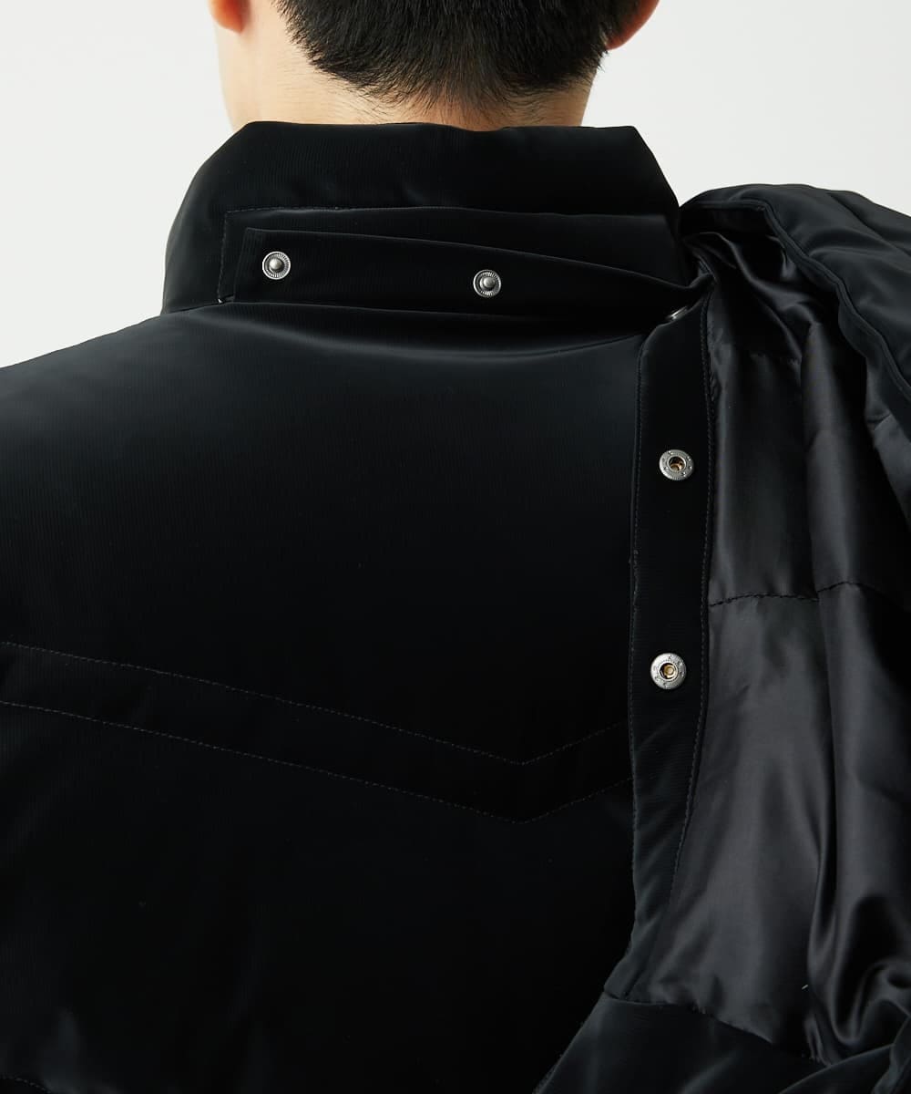MKJAD22450 MK MICHEL KLEIN HOMME(MKミッシェルクランオム) 【フード着脱可能】TECベロアストレッチ ダウンブルゾン ブラック