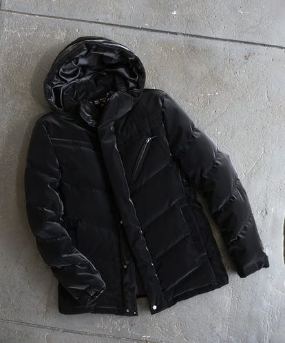 MKJAD22450 MK MICHEL KLEIN HOMME 【フード着脱可能】TECベロアストレッチ ダウンブルゾン