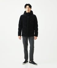 MKJAD22450 MK MICHEL KLEIN HOMME(MKミッシェルクランオム) 【フード着脱可能】TECベロアストレッチ ダウンブルゾン ブラック