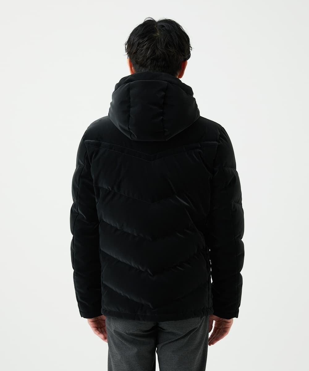 MKJAD22450 MK MICHEL KLEIN HOMME(MKミッシェルクランオム) 【フード着脱可能】TECベロアストレッチ ダウンブルゾン ブラック