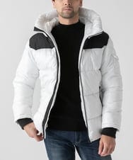 MKJAD80150 MK MICHEL KLEIN HOMME(MKミッシェルクランオム) 【中綿ブルゾン】フーテッドシャイニーブルゾン ホワイト