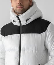 MKJAD80150 MK MICHEL KLEIN HOMME(MKミッシェルクランオム) 【中綿ブルゾン】フーテッドシャイニーブルゾン ホワイト