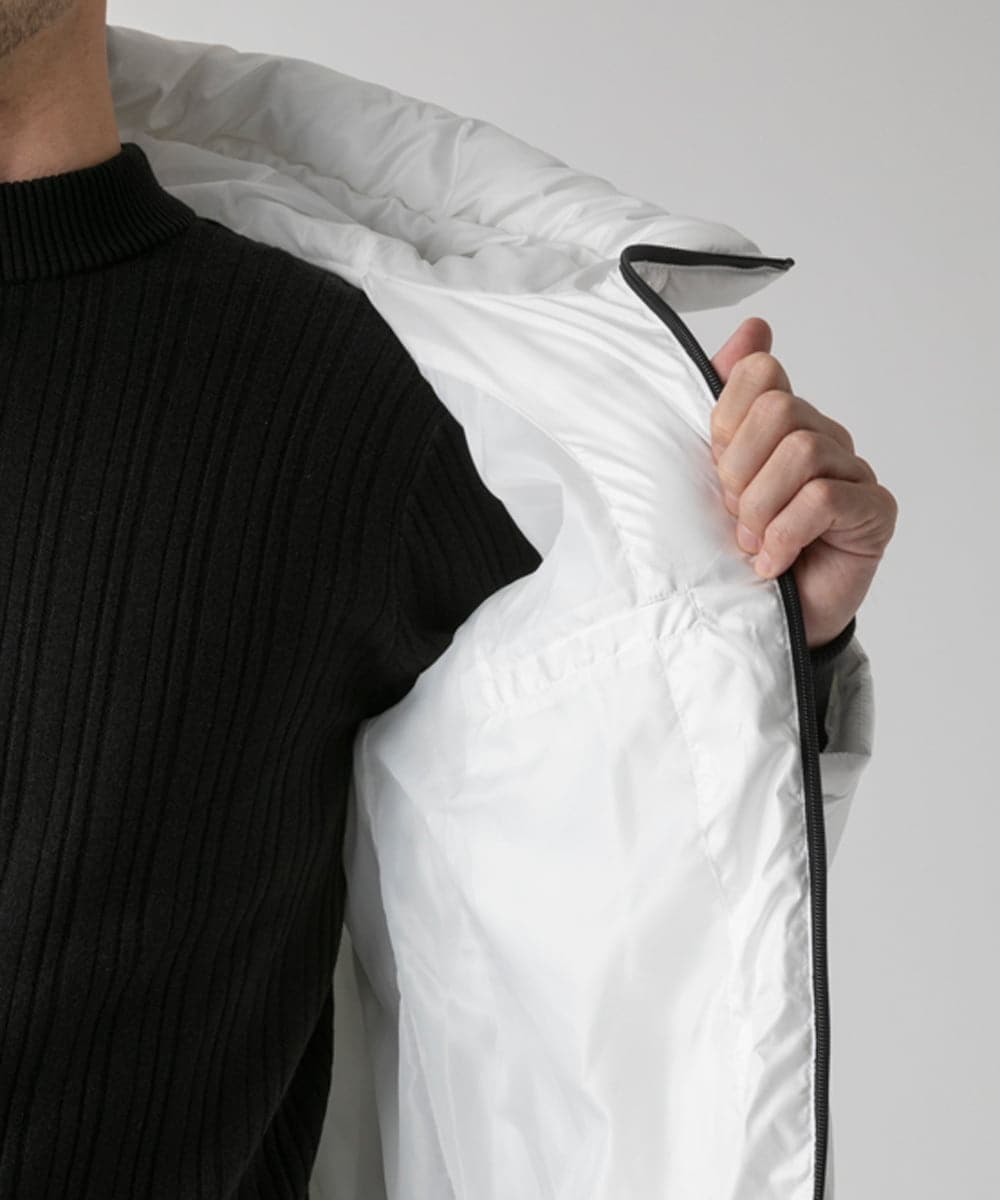 MKJAD80150 MK MICHEL KLEIN HOMME(MKミッシェルクランオム) 【中綿ブルゾン】フーテッドシャイニーブルゾン ホワイト