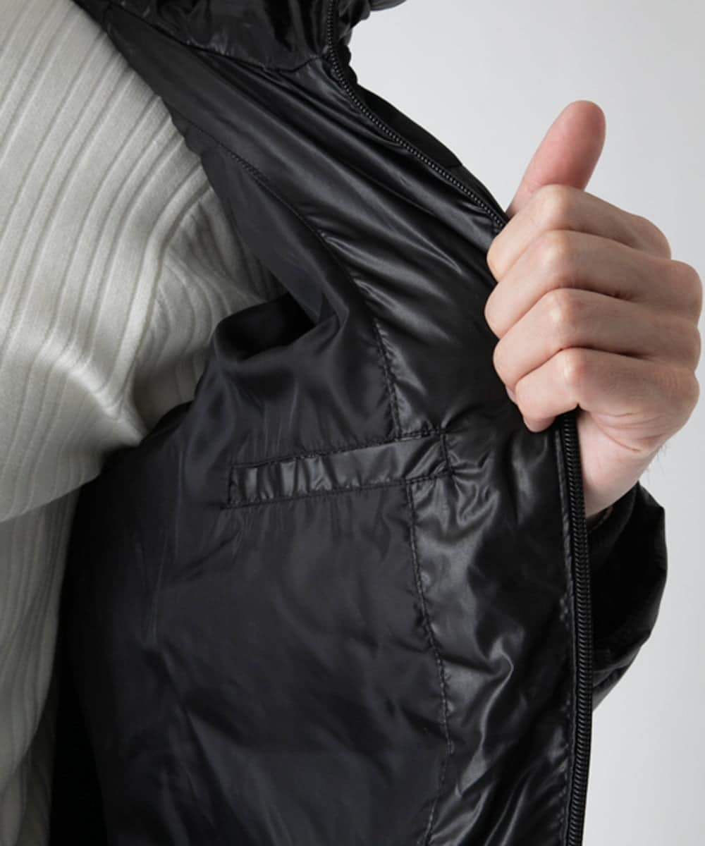 MKJAD80150 MK MICHEL KLEIN HOMME(MKミッシェルクランオム) 【中綿ブルゾン】フーテッドシャイニーブルゾン ブラック