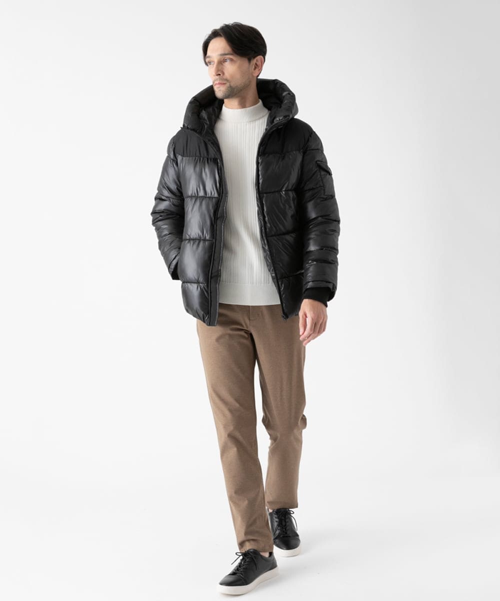 MKJAD80150 MK MICHEL KLEIN HOMME(MKミッシェルクランオム) 【中綿ブルゾン】フーテッドシャイニーブルゾン ブラック