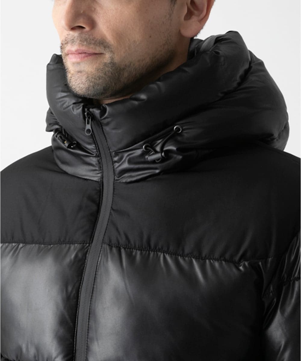 MKJAD80150 MK MICHEL KLEIN HOMME(MKミッシェルクランオム) 【中綿ブルゾン】フーテッドシャイニーブルゾン ブラック