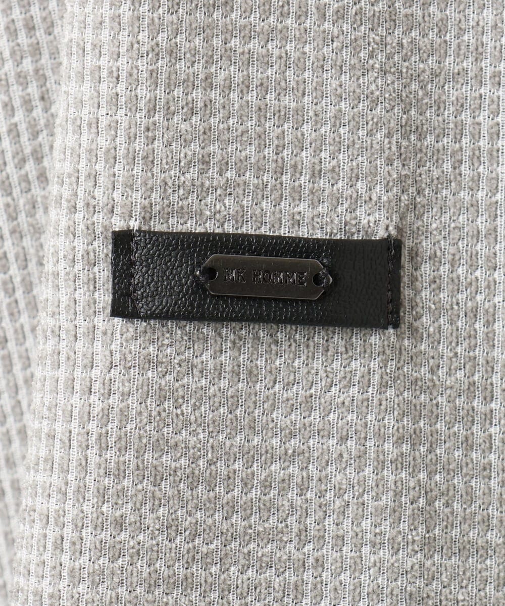 MKJAF09160 MK MICHEL KLEIN HOMME(MKミッシェルクランオム) 【洗える/ストレッチ】ワッフルベロア ジップパーカー グレー