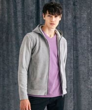 MKJAF09160 MK MICHEL KLEIN HOMME(MKミッシェルクランオム) 【洗える/ストレッチ】ワッフルベロア ジップパーカー グレー