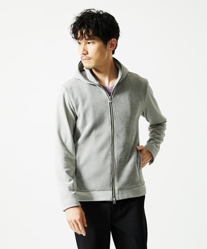 MKJAF09160 MK MICHEL KLEIN HOMME 【洗える/ストレッチ】ワッフルベロア ジップパーカー