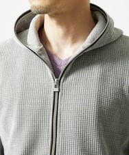 MKJAF09160 MK MICHEL KLEIN HOMME(MKミッシェルクランオム) 【洗える/ストレッチ】ワッフルベロア ジップパーカー グレー