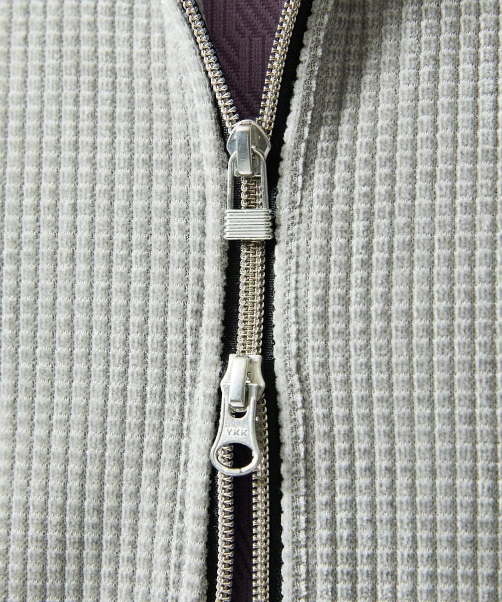 MKJAF09160 MK MICHEL KLEIN HOMME(MKミッシェルクランオム) 【洗える/ストレッチ】ワッフルベロア ジップパーカー グレー
