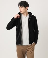 MKJAF09160 MK MICHEL KLEIN HOMME(MKミッシェルクランオム) 【洗える/ストレッチ】ワッフルベロア ジップパーカー ブラック