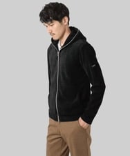 MKJAF09160 MK MICHEL KLEIN HOMME(MKミッシェルクランオム) 【洗える/ストレッチ】ワッフルベロア ジップパーカー ブラック
