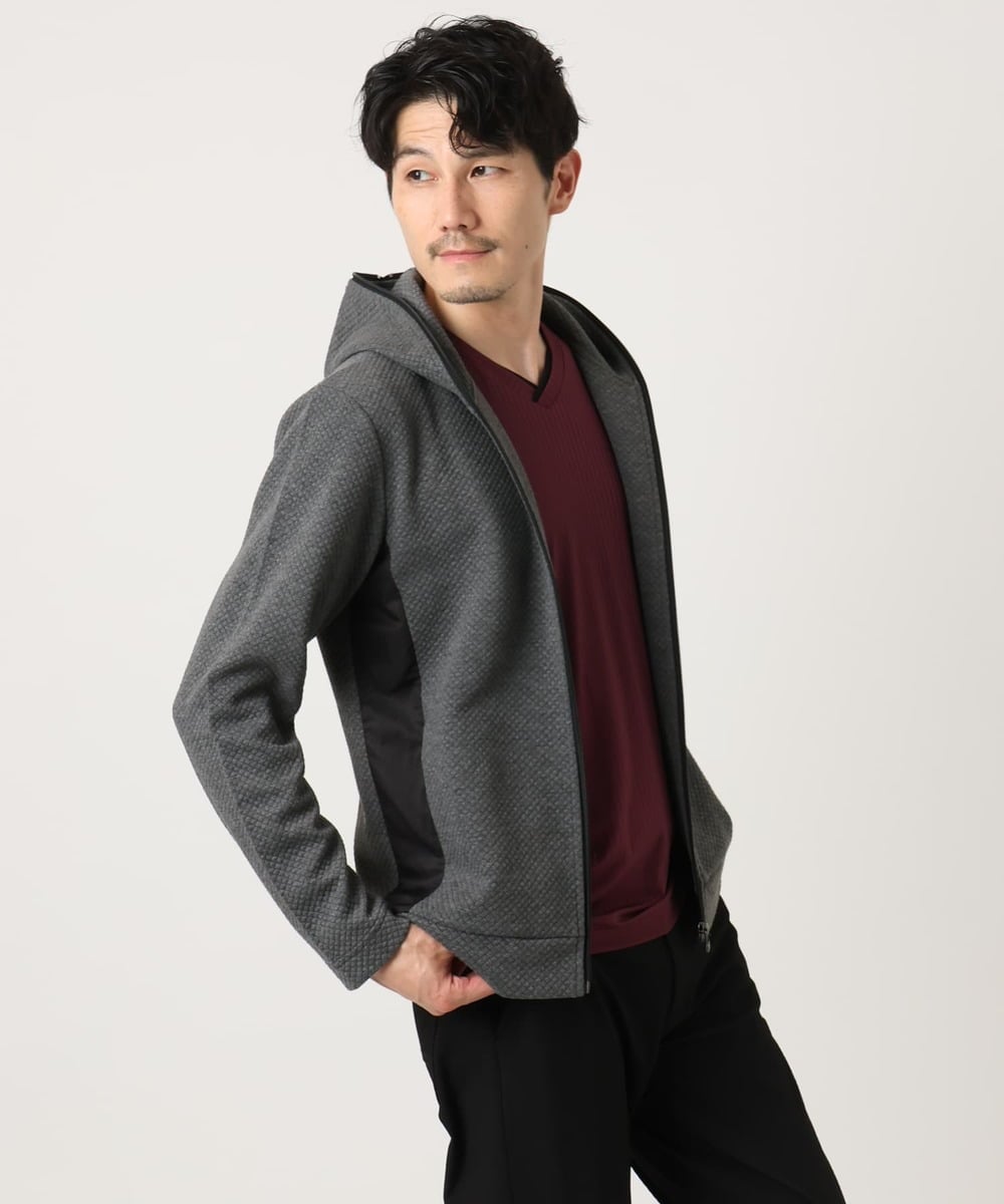 MKJAF13110 MK MICHEL KLEIN HOMME(MKミッシェルクランオム) 【セットアップ対応】ダイヤモンドフクレパーカー グレー