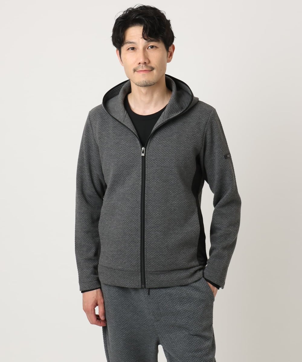 MKJAF13110 MK MICHEL KLEIN HOMME(MKミッシェルクランオム) 【セットアップ対応】ダイヤモンドフクレパーカー グレー
